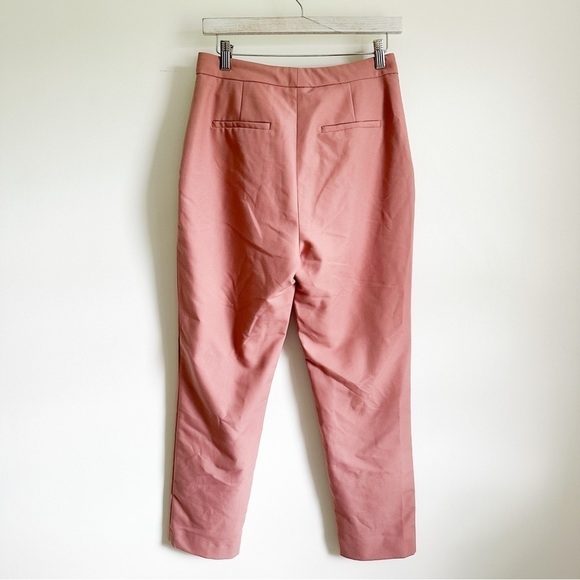 Zara Mauve Blush Flat Front High Waist Cropped Dress Pants sz Medium - Picture 7 of 7
